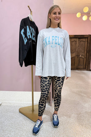 Ena Pelly Collegiate Logo Long Sleeve Tee | White Marle