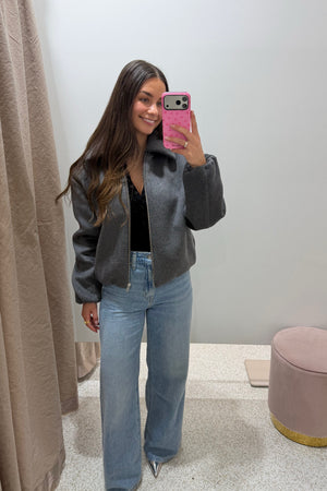 Ena Pelly Maeve Wool Blend Bomber | Grey