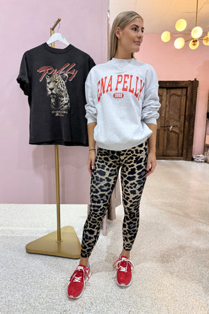 Ena Pelly Classic Collegiate Sweatshirt | White Marle / Red