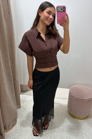 Sovere Studio Lyra Crop Shirt | Chocolate