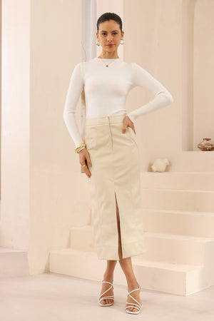 Chosen By Fifi & Annie The Amber Faux Leather Skirt | Stone