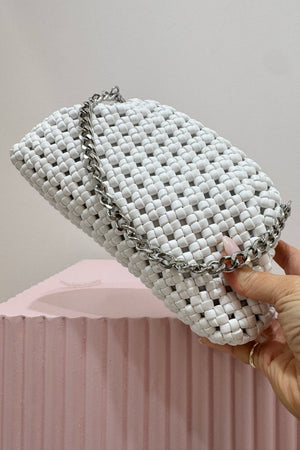 Olga Berg Everly Hand Woven Clutch | White