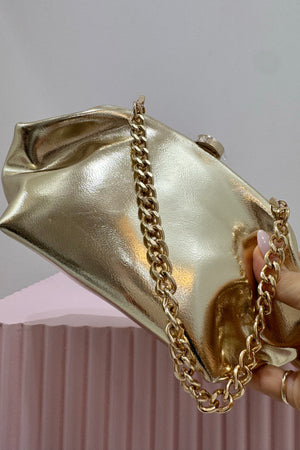 Olga Berg Tally Metallic Clutch | Gold