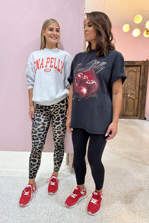 Ena Pelly Classic Collegiate Sweatshirt | White Marle / Red