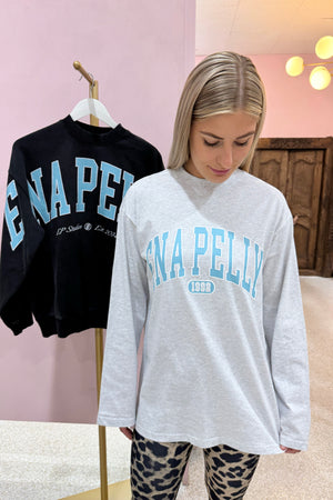 Ena Pelly Collegiate Logo Long Sleeve Tee | White Marle