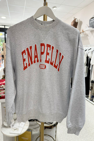 Ena Pelly Classic Collegiate Sweatshirt | White Marle / Red