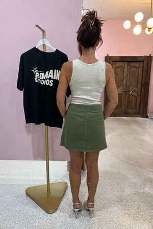 Bassike Pocket Detail Mini Skirt | Khaki