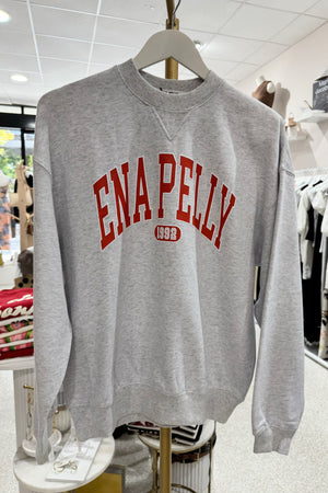 Ena Pelly Classic Collegiate Sweatshirt | White Marle / Red
