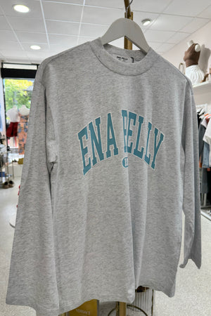 Ena Pelly Collegiate Logo Long Sleeve Tee | White Marle