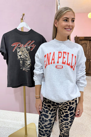 Ena Pelly Classic Collegiate Sweatshirt | White Marle / Red