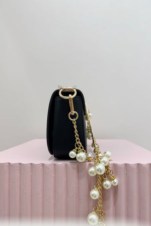 Olga Berg Lyla Pearl Shoulder Bag | Black