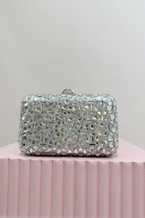 Olga Berg Aviva Crystal Clutch | Silver