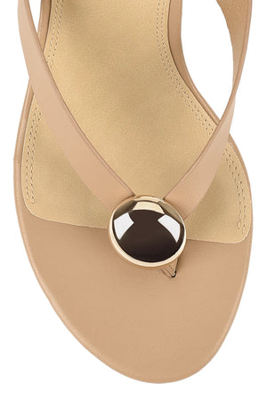 Siren Chloe Thong Wedges | Almond Tan Leather