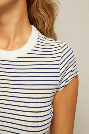 Perfect White Tee Jude Stripe Tee | Navy Stripe