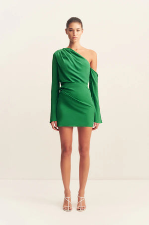 Shona Joy Rio Off Shoulder Mini Dress | Green