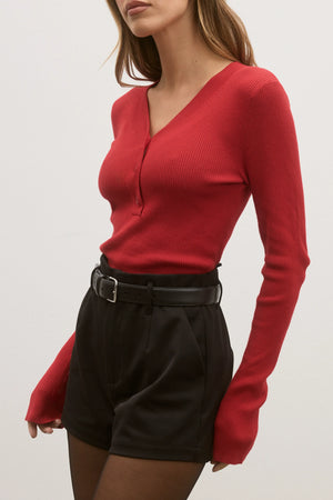 Bayse Brand Nia Knit Top | Red