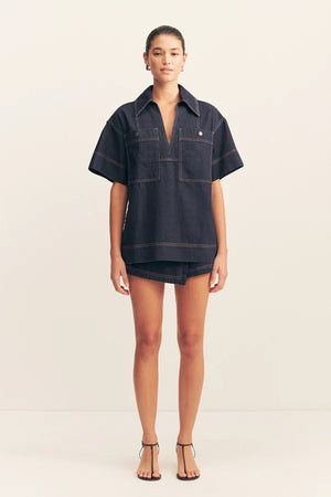 Shona Joy Rita Pullover Top | Deep Indigo