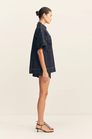 Shona Joy Rita Pullover Top | Deep Indigo