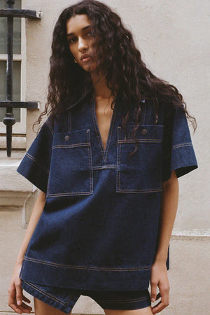 Shona Joy Rita Pullover Top | Deep Indigo