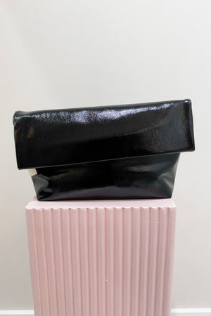 Billini Rylee Clutch Bag | Black Crinkle Patent