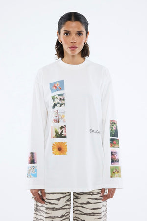 Ena Pelly Tiled Floral Long Sleeve Tee | Vintage White || USE CODE: SAVE50 ( FINAL SALE _ NO RETURNS)