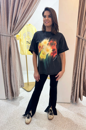 Ena Pelly Blurred Sunflowers Tee | Vintage Black