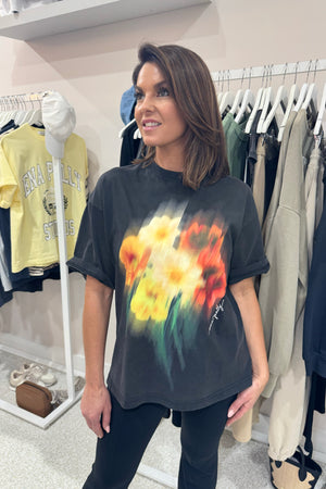 Ena Pelly Blurred Sunflowers Tee | Vintage Black