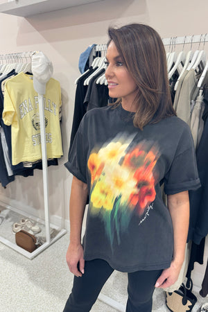 Ena Pelly Blurred Sunflowers Tee | Vintage Black