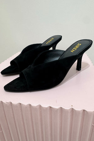 Siren Mabel Point Toe Mule | Black Suede