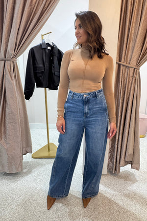 Bayse Brand Anisa Turtle Neck Long Sleeve Top | Walnut