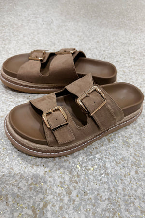 Billini Alder Platform Slide | Fawn Suede