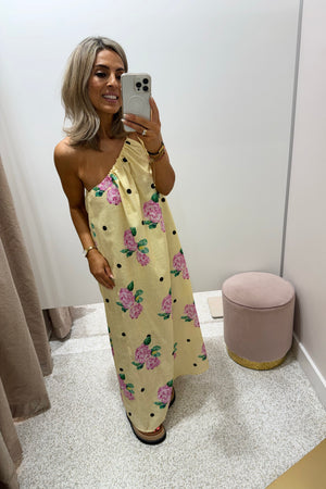 Chosen By Fifi & Annie The Polka Lulu One Shoulder Maxi | Yellow