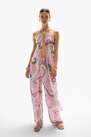 Cin Cin Coral Orchid Drape Top | Antibes