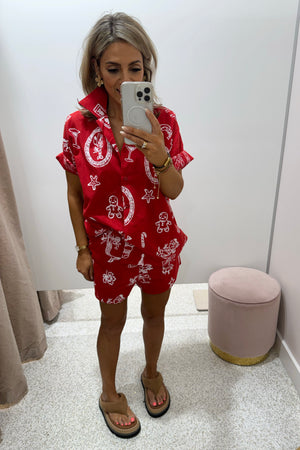 Chosen By Fifi & Annie The Christmas Morning Short Set | Red