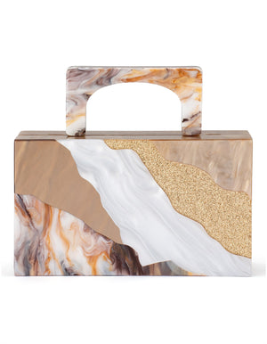 Olga Berg The Fleur Acrylic Top Handle Clutch Bag | Natural