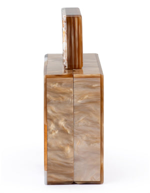 Olga Berg The Fleur Acrylic Top Handle Clutch Bag | Natural