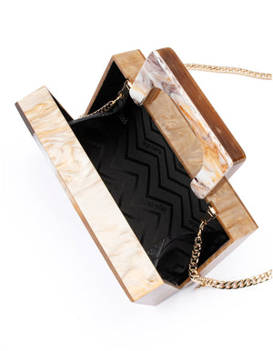 Olga Berg The Fleur Acrylic Top Handle Clutch Bag | Natural