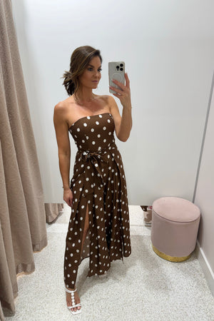 Chosen By Fifi & Annie An Evening In Rome Strapless Jumpsuit | Polka Dot