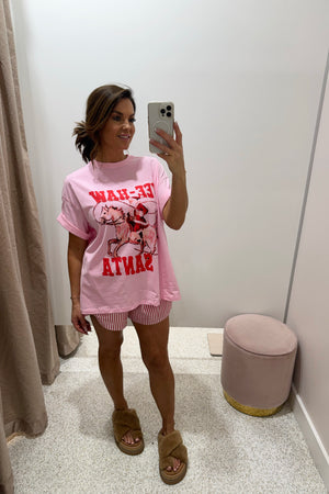 Chosen By Fifi & Annie The Yeehaw Santa Cotton Short Set | Pink