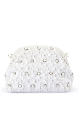 Olga Berg The Kaia Clutch Bag | White