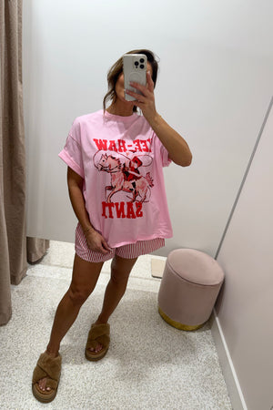 Chosen By Fifi & Annie The Yeehaw Santa Cotton Short Set | Pink