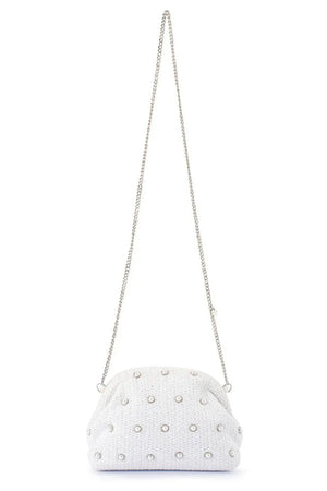 Olga Berg The Kaia Clutch Bag | White