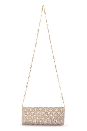 Olga Berg The Bridget Crystal Clutch Bag | Champagne