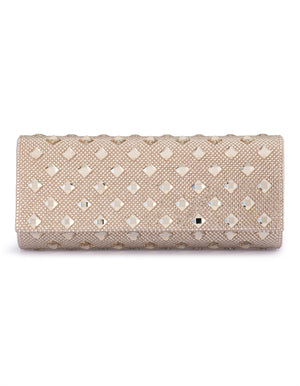 Olga Berg The Bridget Crystal Clutch Bag | Champagne
