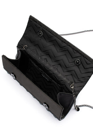 Olga Berg The Bridget Crystal Clutch Bag | Black