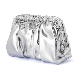 Olga Berg The Betty Metallic Clutch | Silver