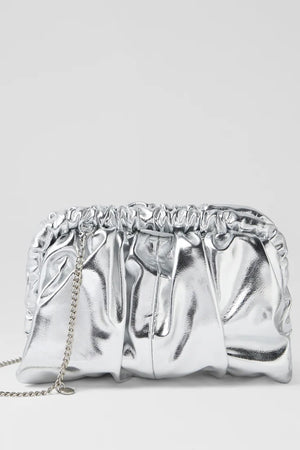 Olga Berg The Betty Metallic Clutch | Silver