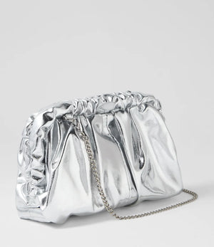 Olga Berg The Betty Metallic Clutch | Silver