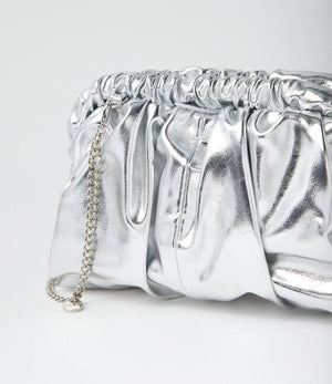 Olga Berg The Betty Metallic Clutch | Silver