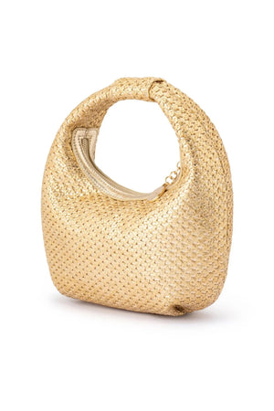 Olga Berg The Eden Woven Hobo Bag | Gold